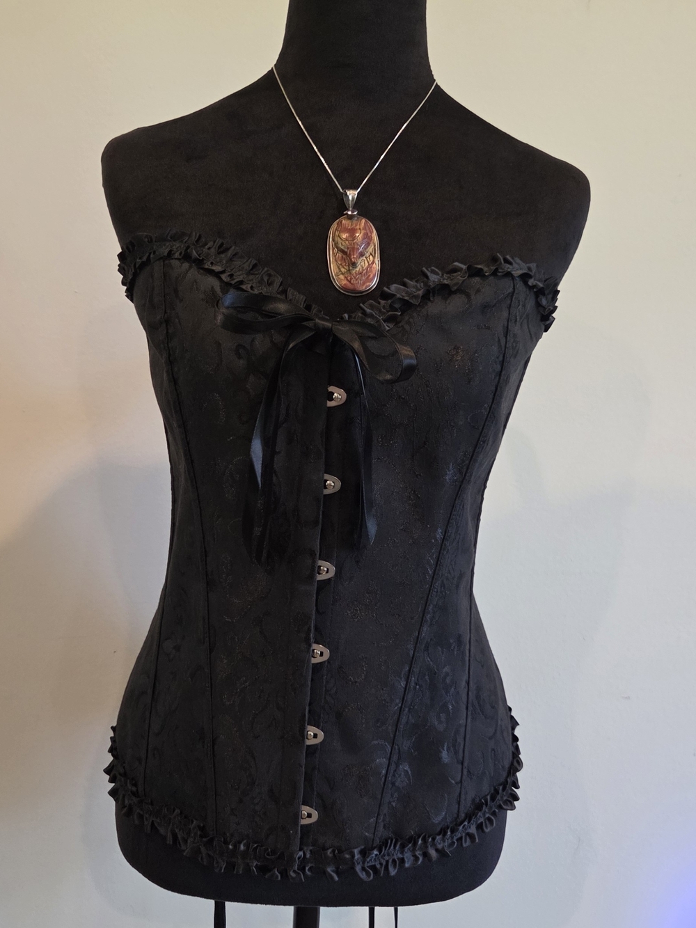 Black Strapless Brocade Corset Top - Women